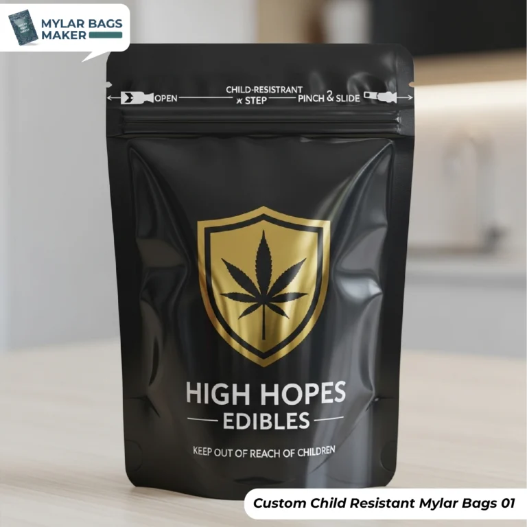 Custom Child Resistant Mylar Bags