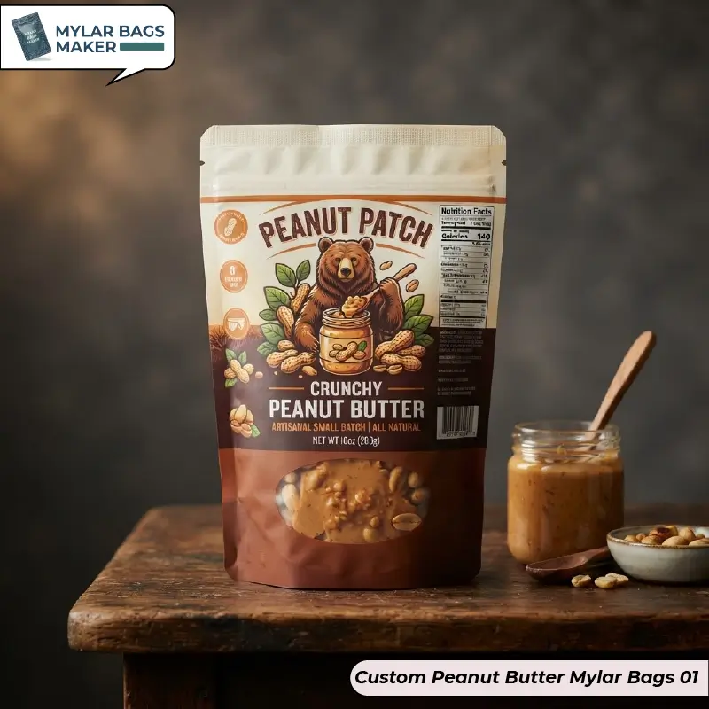 Custom Peanut Butter Mylar Bags with logo