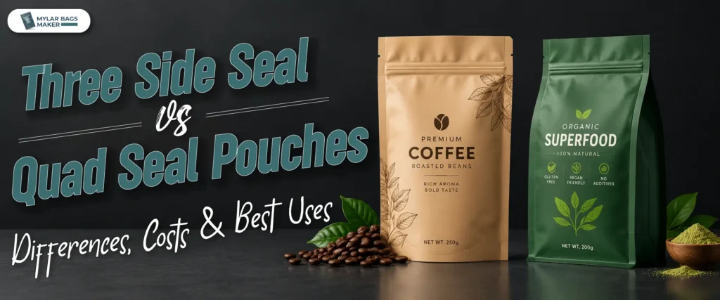 Three-Side Seal Pouches vs Quad Seal Pouches: Differences, Costs and Best Uses